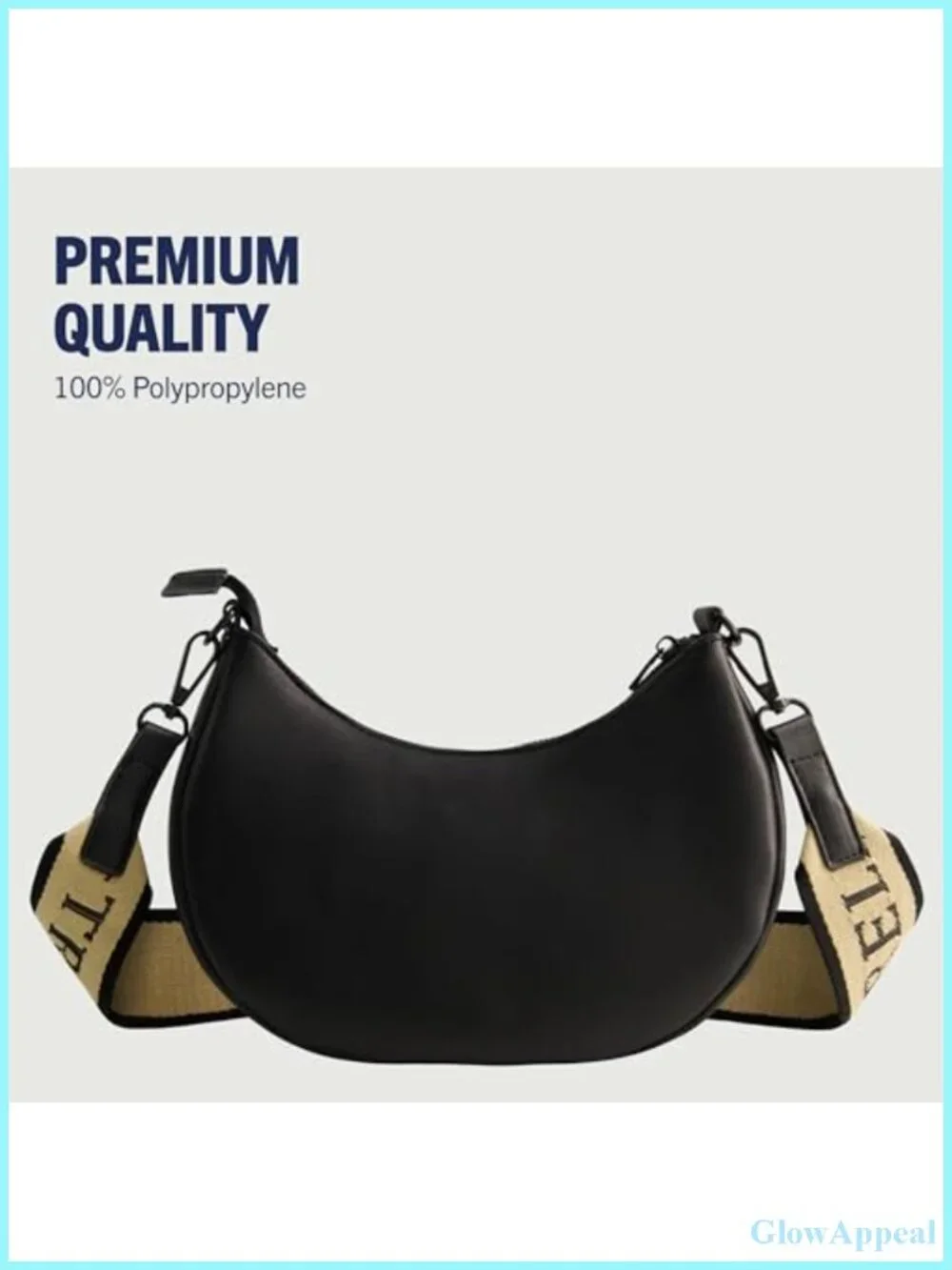 True Religion Crescent Hobo Shoulder Bag Faux Leather Removable Strap Purse